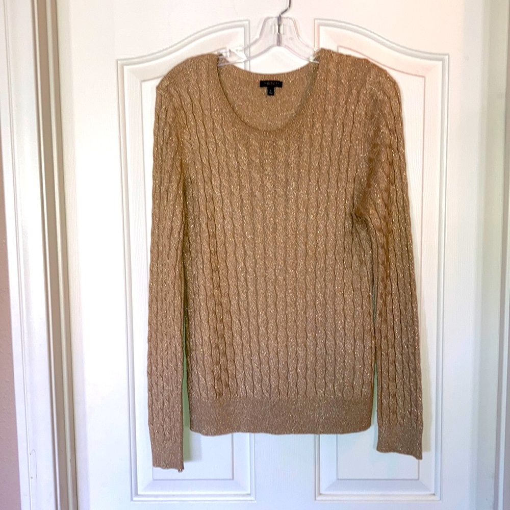 Gold sparkle cable knit sweater